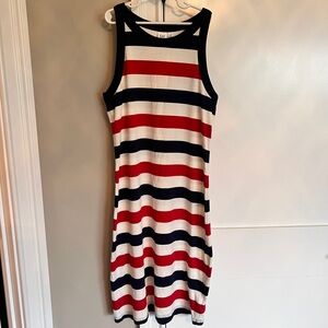 Red white blue midi summer dress